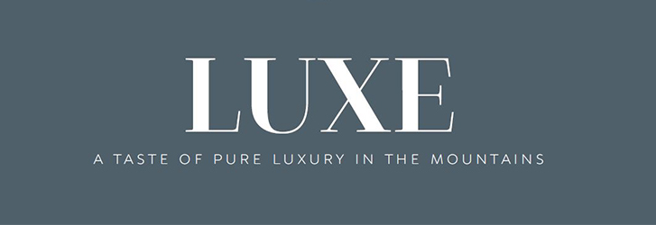 A grey image with the text Luxe a taste of pure luxury in the alps on