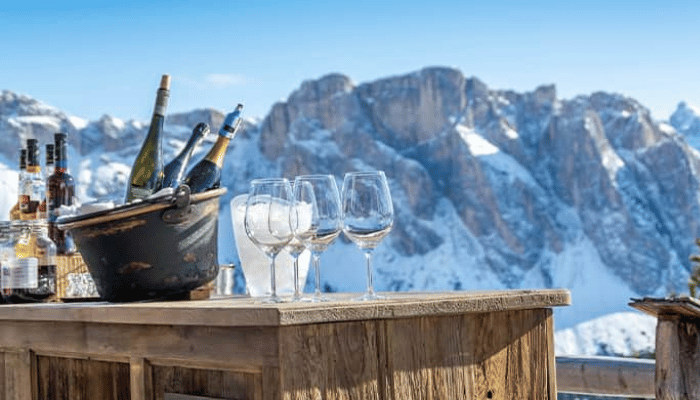 A bar in St Anton ski resort one of the best ski resorts for advanced skiers in the Alps