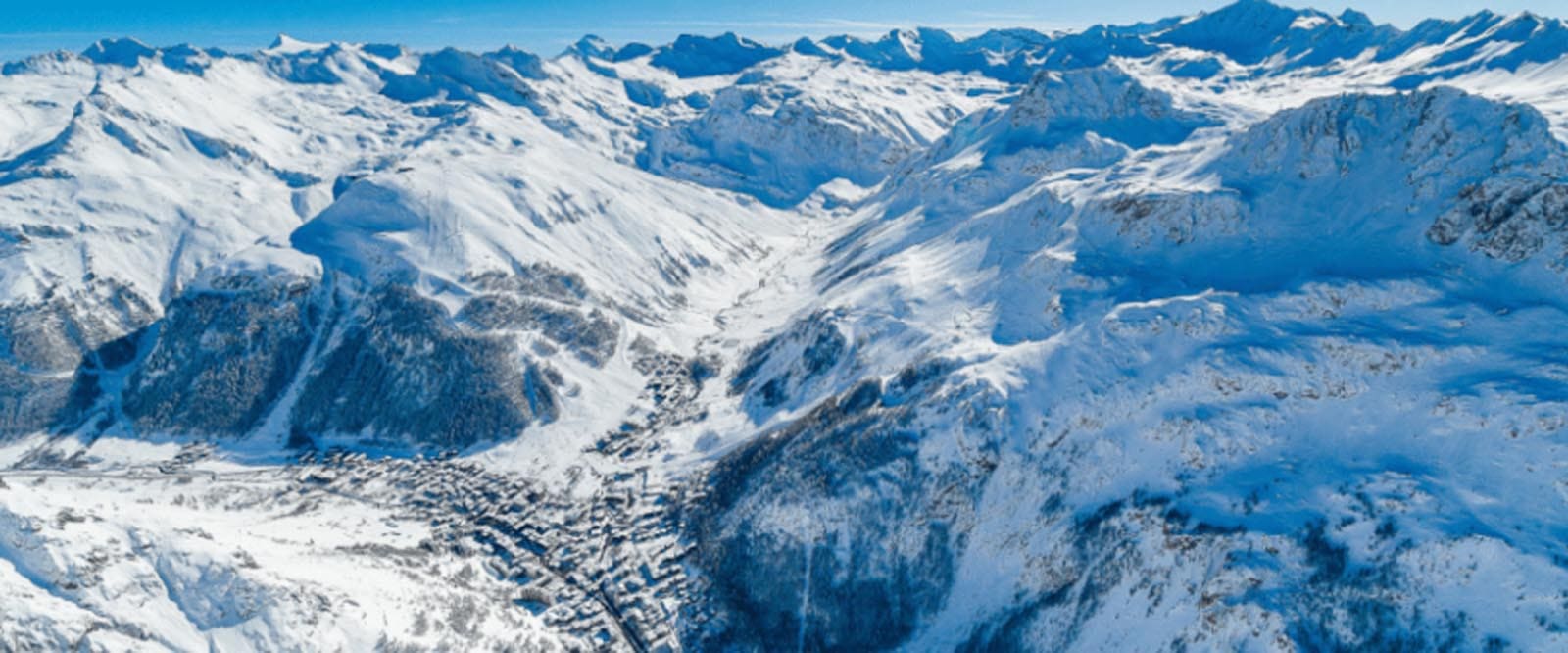 The French ski resort of Val d'Isere tucked into the Isere Valley in the French Alps