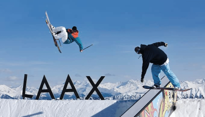 Ski park near Arena Bar where there is some of the best apres ski in Laax