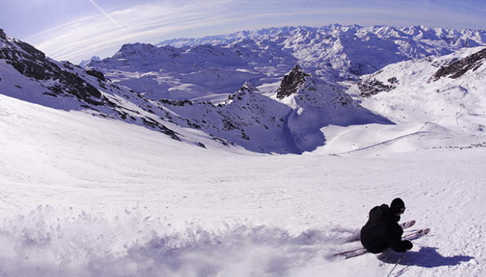 An off piste skier in Val Thorens France