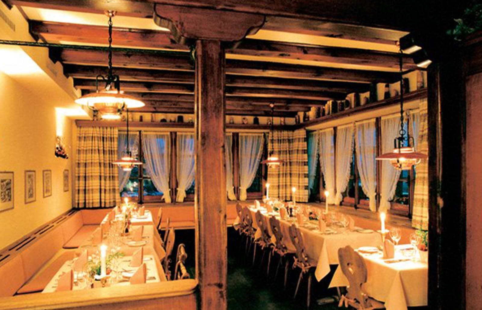 The dining room at Restaurant Chasellas in St. Moritz