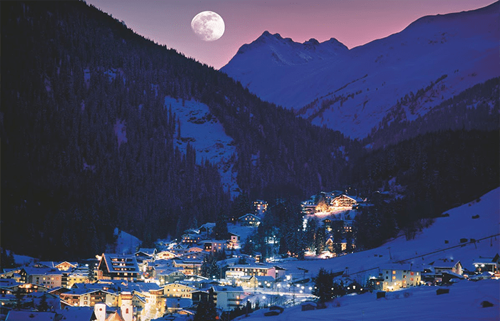St. Anton ski resort at night